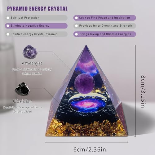 Orgone Pyramid Amethyst Obsidian for Positive Energy