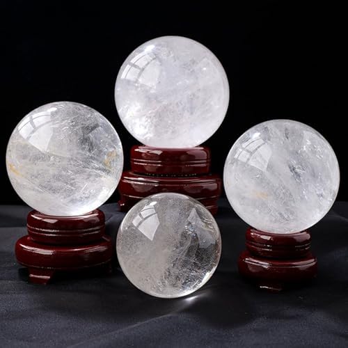 Clear Quartz Crystal Ball with Stand 7cm Natural White Stone Sphere