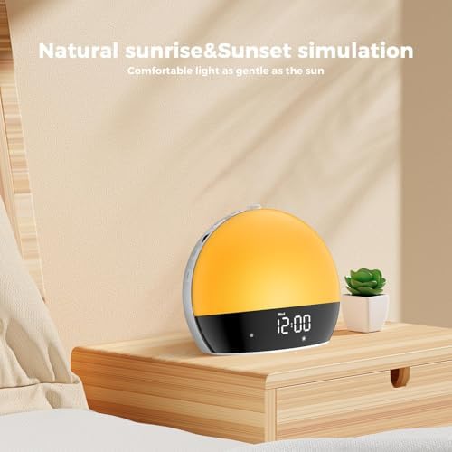 Risop Gentle Awakening Sunrise Alarm Clock with Light Therapy and Bluetooth Speaker
