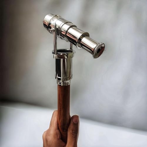 Stylish Brass Finish Folding Walking Stick with Handle 36