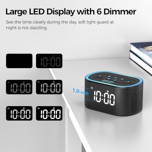 Reacher Digital Alarm Clock with White Noise and Night Light