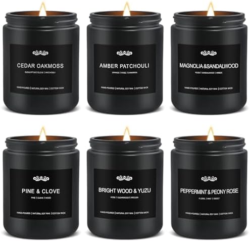 6 Pack Men Scented Candles Aromatherapy Gift Set