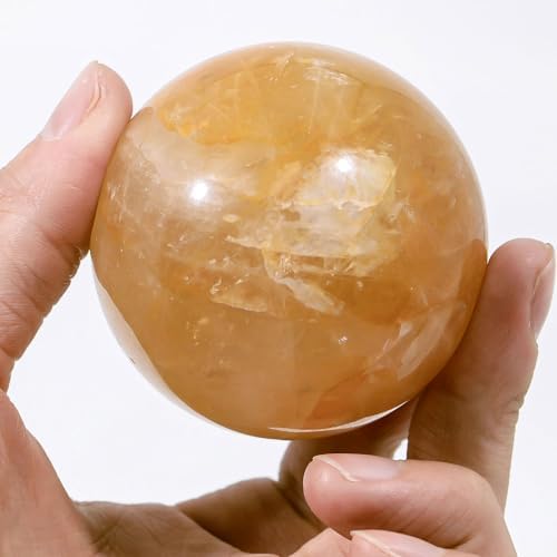 Natural Yellow Quartz Crystal Ball 60mm for Feng Shui and Meditation