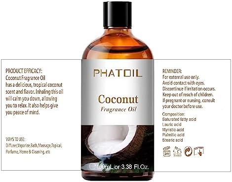 PHATOIL 338 Fl OZ Coconut Essential Oil Aromatherapy