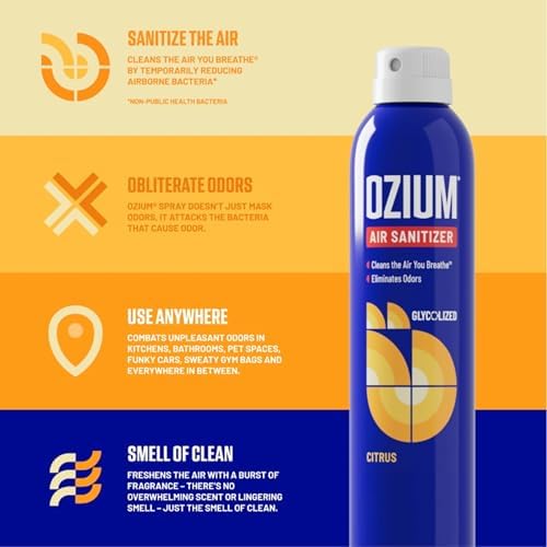 Ozium 08 Oz Air Sanitizer Spray Pack of 3 Citrus