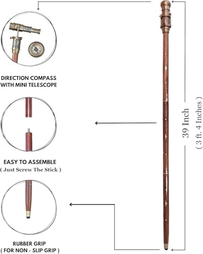 Victorian Walking Stick with Telescope Compass