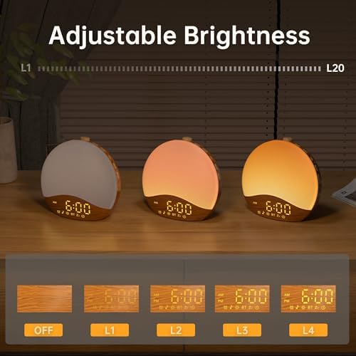 JALL Sunrise Alarm Clock with 26 Sounds and 17 NightLights