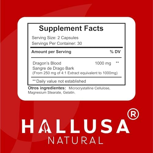 Dragons Blood Capsules 1000 Mg 60 Count for Digestion Support