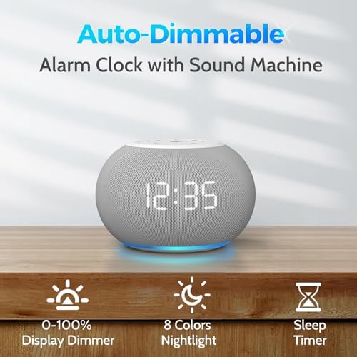 Reacher Auto-Dimmable Sound Machine Alarm Clock with Night Light