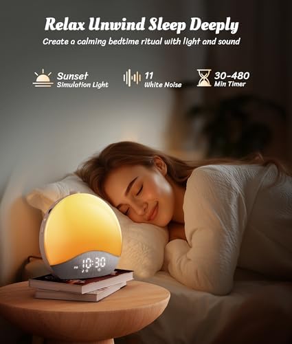 Ecozy Sunrise Alarm Clock with 26 Sounds and 17 Night Lights