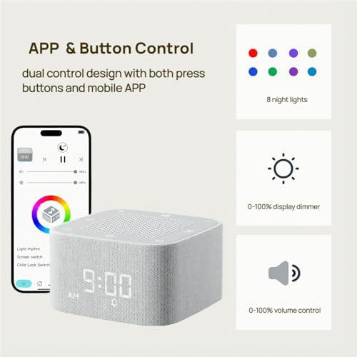 Sleep Sound Machine with Alarm Clock and Lights