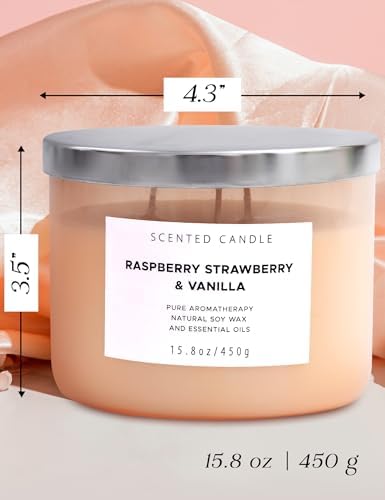 Raspberry Strawberry Vanilla 3 Wick Scented Candle