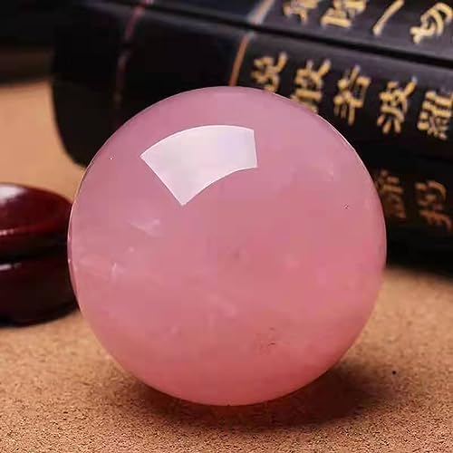 Pink Crystal Ball with Wood Stand for Love and Energy Healing
