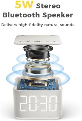 Mojikoo Sound Machine Alarm Clock with Bluetooth and Night Light