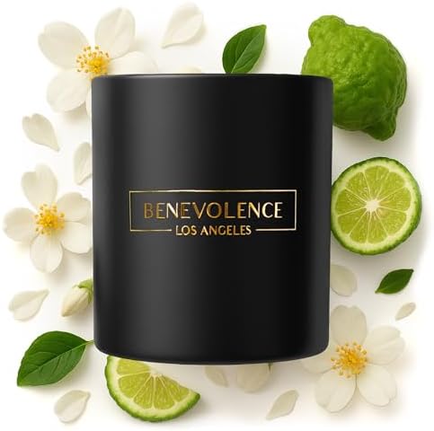 Benevolence LA Jasmine Bergamot Scented Candle Soy Candle 8oz 45 Hour Burn