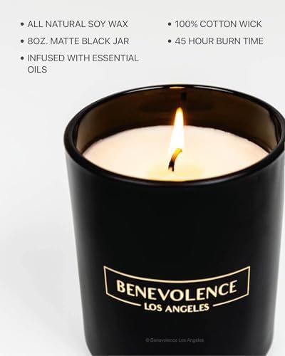 Benevolence LA Jasmine Bergamot Scented Candle Soy Candle 8oz 45 Hour Burn