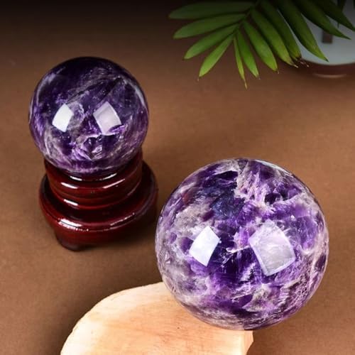 Large Amethyst Deep Purple Quartz Crystal Ball with Wooden Stand