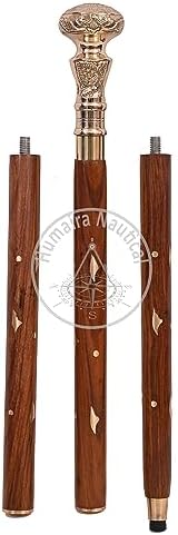 Victorian Brass Handle Walking Stick with Telescope Fold Design
