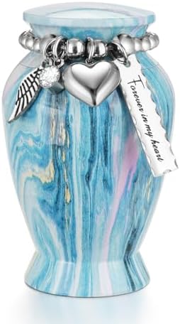 Dletay Small Urns for Human Ashes Ocean Blue Mini Cremation Urn