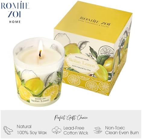 Sicilian Lemon Scented Candle 6oz Aromatherapy Jar