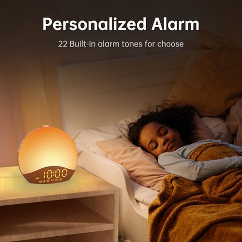 JALL Sunrise Alarm Clock with 26 Sounds and 17 NightLights