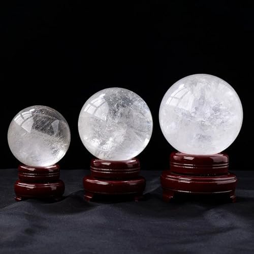 Clear Quartz Crystal Ball with Stand 7cm Natural White Stone Sphere