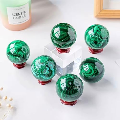 Natural Malachite Crystal Healing Sphere with Stand
