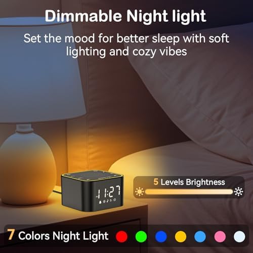 Sound Machine with Alarm Clock 30 Non-Looping Sleep Sounds and Night Light