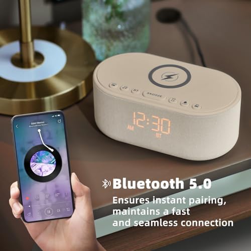 Odokee Sound Machine Alarm Clock with Bluetooth Speaker and Wireless Charging