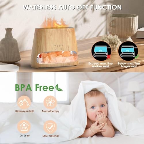 SALKING 2-in-1 Ultrasonic Diffuser with Himalayan Salt Lamp