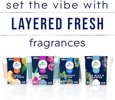 Glade 3 Wick Scented Candle Jar Sea Mist Cypress 3 Count