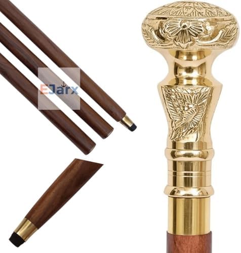 Ejarx Brass Lion Head Walking Stick 36 Inches