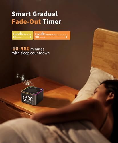 White Noise Sound Machine with Digital Clock and RGB Night Light