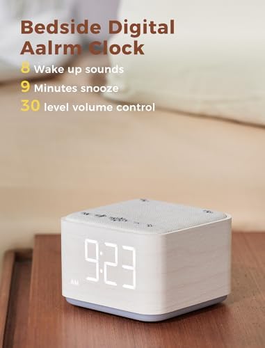 Mojikoo Sound Machine Alarm Clock with Bluetooth and Night Light