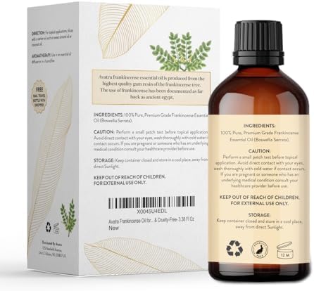 Avatra Frankincense Essential Oil 100ML with Glass Dropper and Travel Bottle