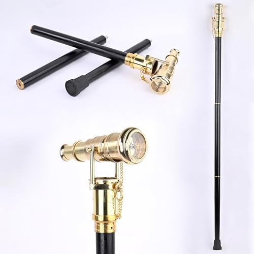 Brass Nautical Telescope Walking Stick with Compass