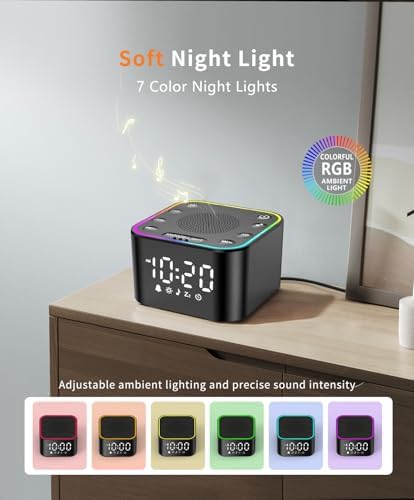 White Noise Sound Machine with Digital Clock and RGB Night Light
