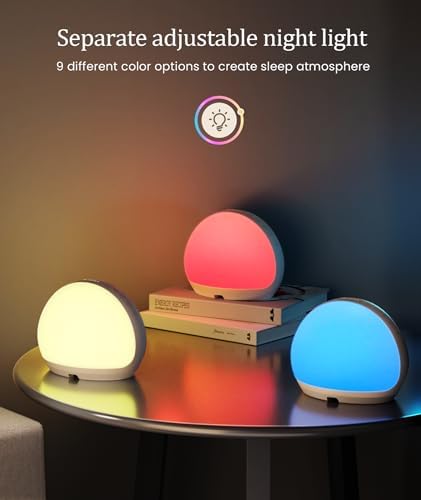 Dreamegg Sound Machine Alarm Clock with 27 Sounds and 9 Night Lights