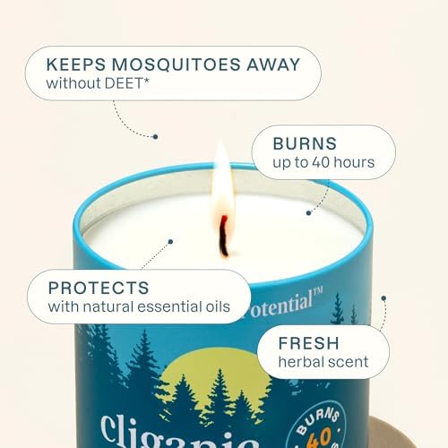 Cliganic Mosquito Repellent Candle 9oz Citronella Essential Oil Burn 40 Hours