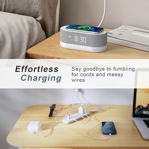 HOUSBAY 3 in 1 Sound Machine Alarm Clock Wireless Charger