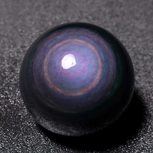 Natural Rainbow Eye Obsidian Crystal Sphere with Stand