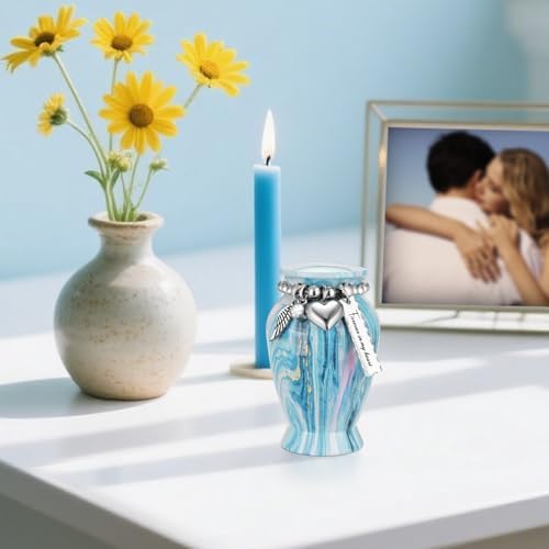 Dletay Small Urns for Human Ashes Ocean Blue Mini Cremation Urn