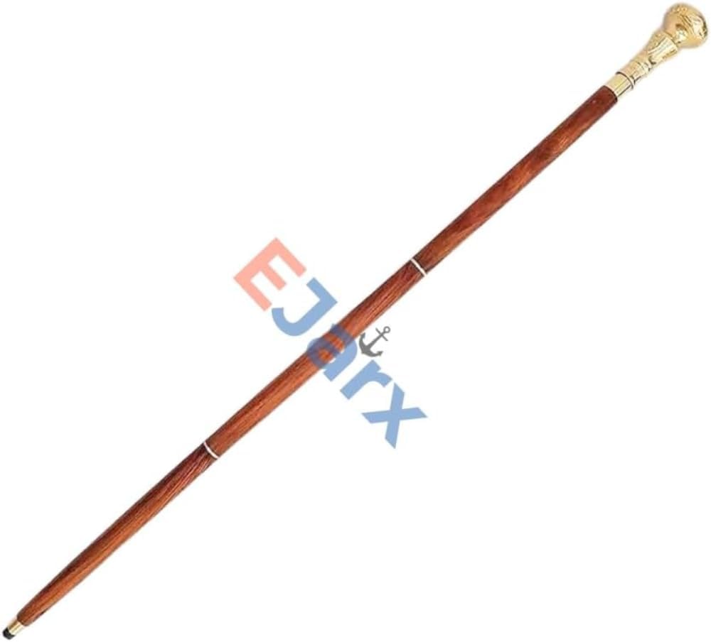 Ejarx Brass Lion Head Walking Stick 36 Inches