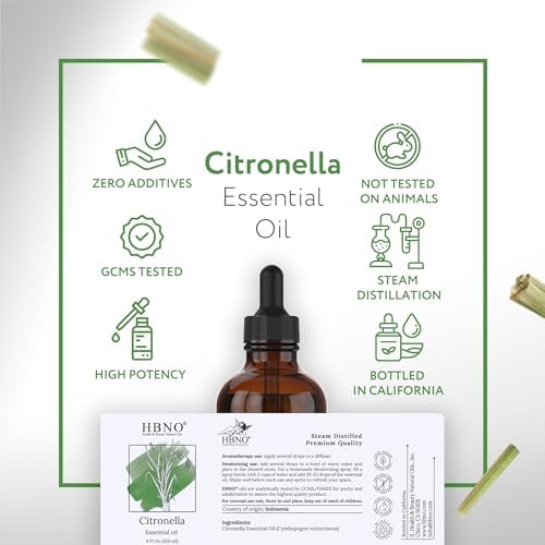 HBNO California Citronella Essential Oil 4 Fl Oz
