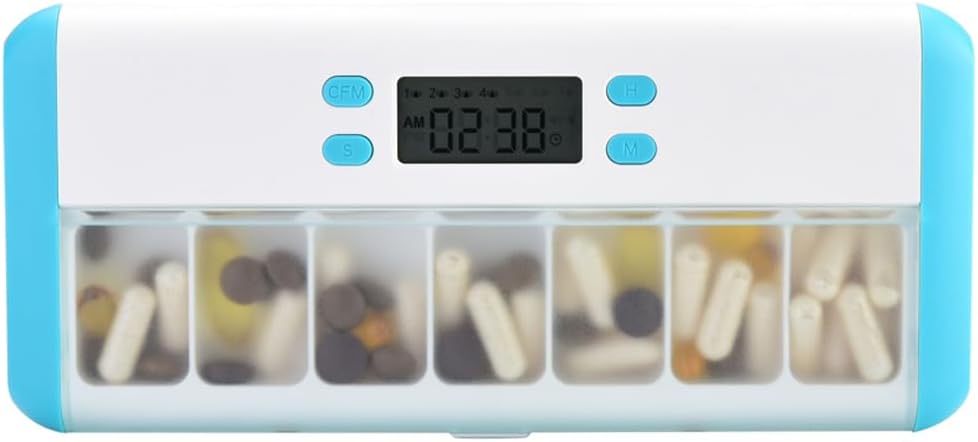 Smart Pill Organizer with 7 Alarms and LED Flash
