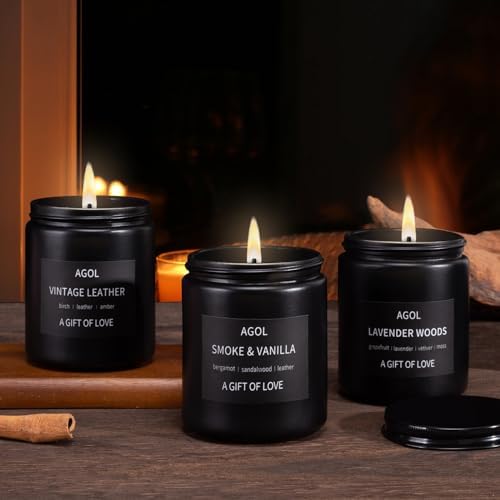 AGOL Men Scented Candle Set 3 Pack