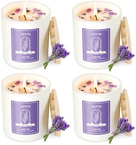 AOOVOO Lavender Candles Set for Women 4 Pack
