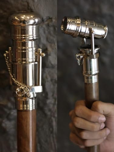 Stylish Brass Finish Folding Walking Stick with Handle 36