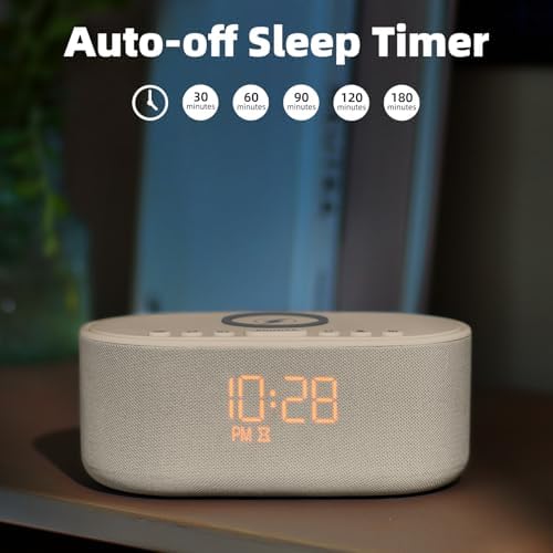 Odokee Sound Machine Alarm Clock with Bluetooth Speaker and Wireless Charging