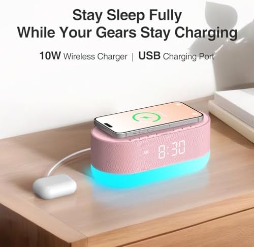 HOUSBAY Sound Machine with Alarm Clock and Night Light